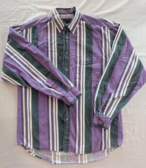 Santana Shirt Mens M Purple Striped Long Sleeve Button Up Flannel Casual